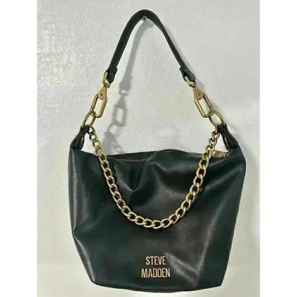 Steve Madden Shoulder Bag Women Medium Black Excellent‎ Chunky Chain Hobo